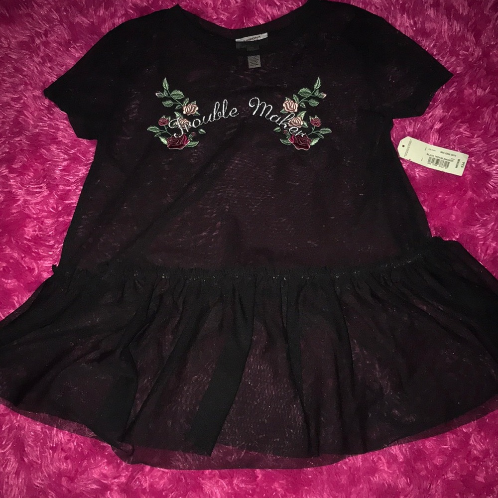 Brand New Sheer Black Decorative Top